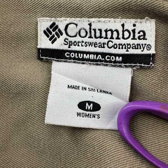 Columbia Jacket Womens Medium Tan Khaki Twill Trucker Button Up Boho Casual - Picture 4 of 6